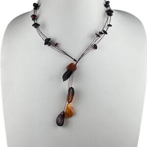 Goldmajor Amber Multistrand Sterling Silver Necklace 17"-19" Y